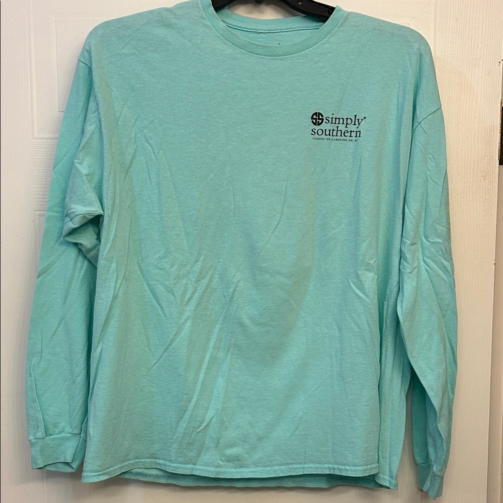 Simply Southern Turquoise Snowman Long Sleeve Tee - Picture 3 of 5